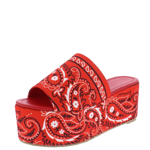 Liliana Shoes - Bandana Print Sandals Paisley Printed Platform